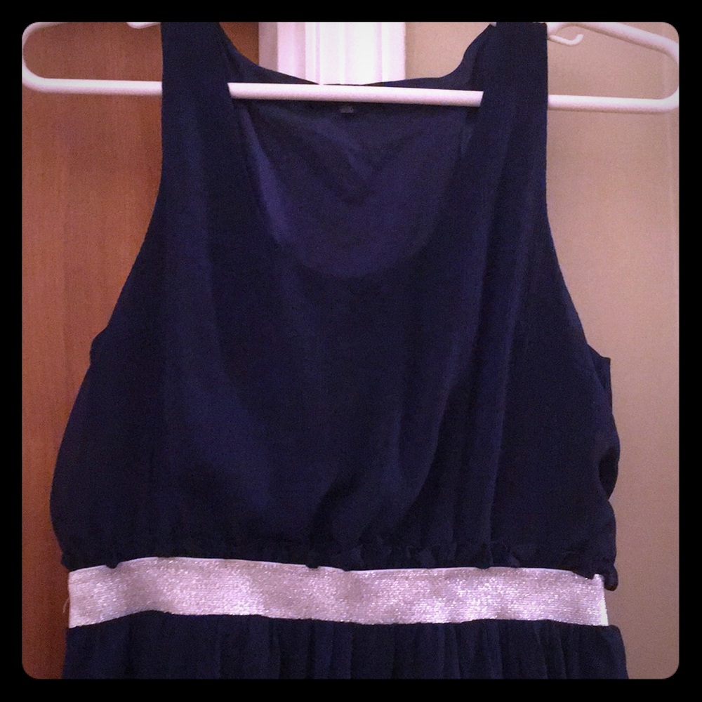 Super cute navy and silver dress